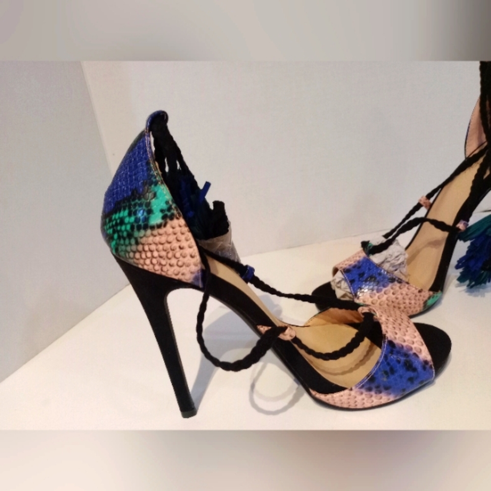 Shoe Dazzle New‎ Faux Snakeskin High Heel Sandals Sz. 8.5 - Picture 2 of 12